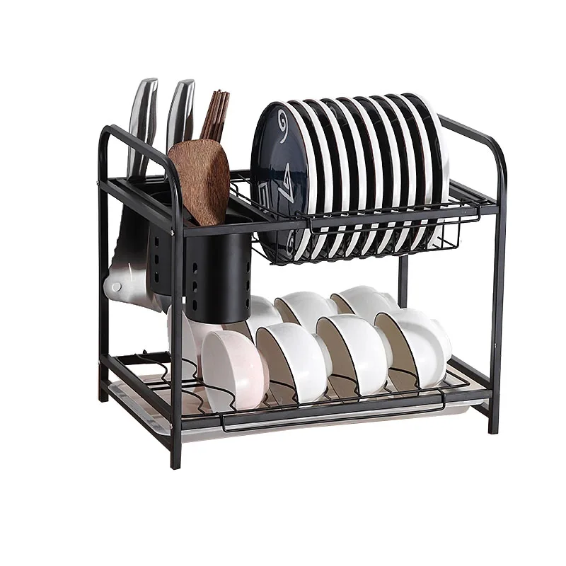 

Well Priced High-quality Multi-layer Stainless Steel Frame Dish Rack, Black