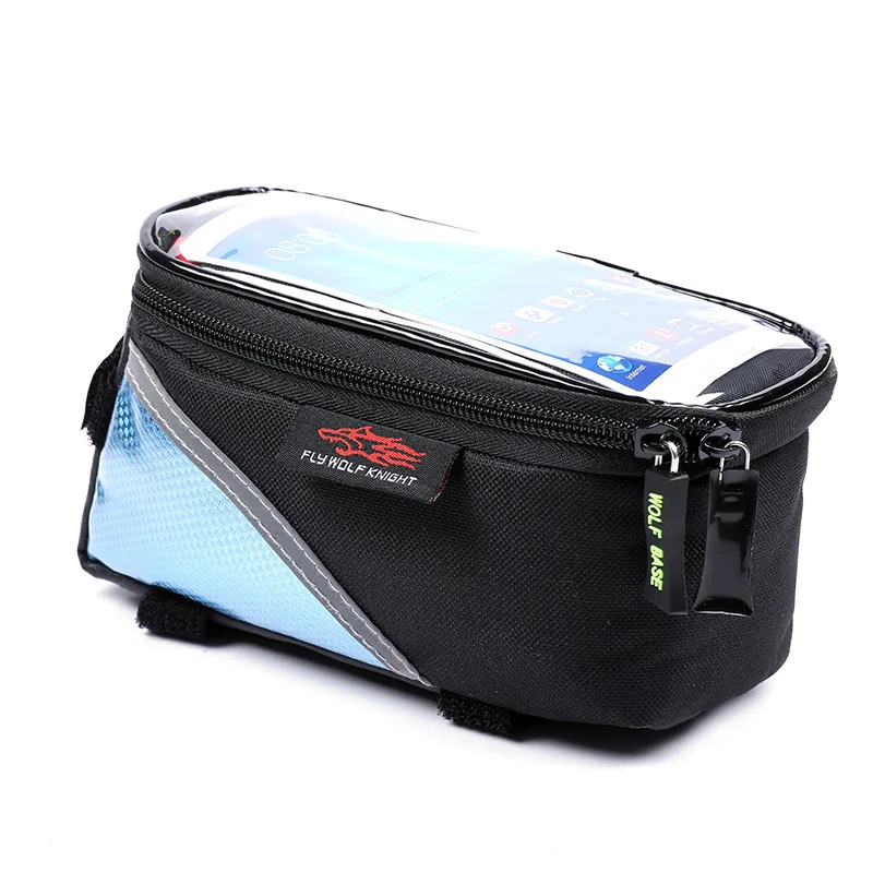 

Bicycle touch screen mobile phone bag waterproof top tube outdoor equipment mountain bike front beam bag riding handlebar bag, Red, blue, gray