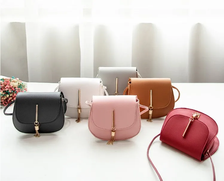 

Single Shoulder Bag women's Tassel Small Round Bag pu Leather Handbag Korean Fashion Messenger promotion gift shoulder bag, Colors