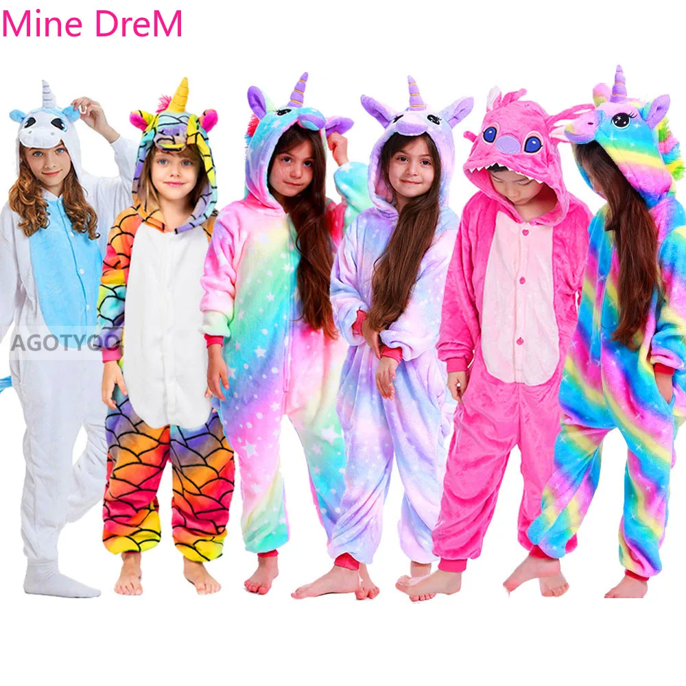 

2021 Children Onesie Kids Unicorn Panda Pajamas Animal Cartoon Blanket Sleepers Baby Costume Winter Boys Girls Licorne Jumspuit