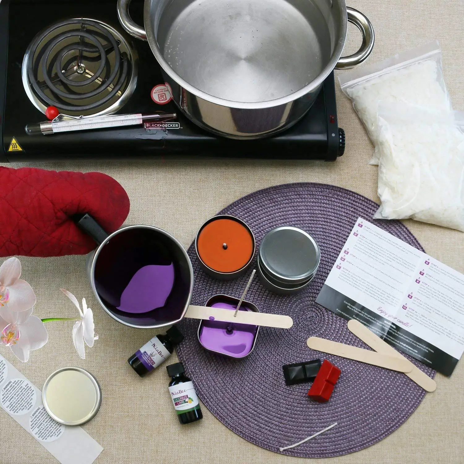 Large Scented Soy Candles Complete DIY Candle Making Kit Supplies by TaBo