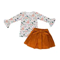 

Tot Selling Autumn Velvet Skirt Shirt Two Pieces Set Toddler Girls Clothing Sets
