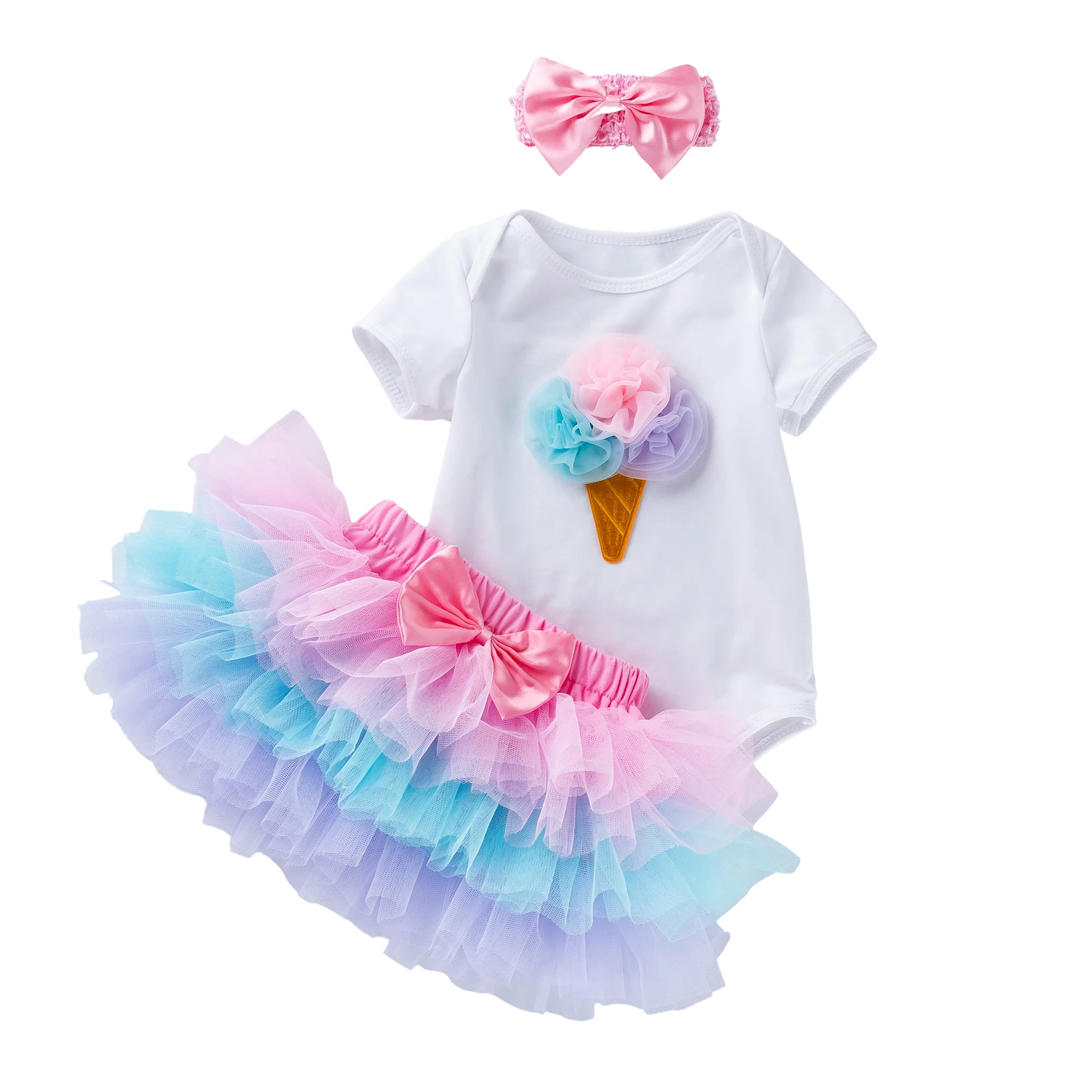 

Babany bebe 0-2 Years Baby Girls My First Birthday Cake Outfit Short Sleeve Costume 3pcs, Picture shown