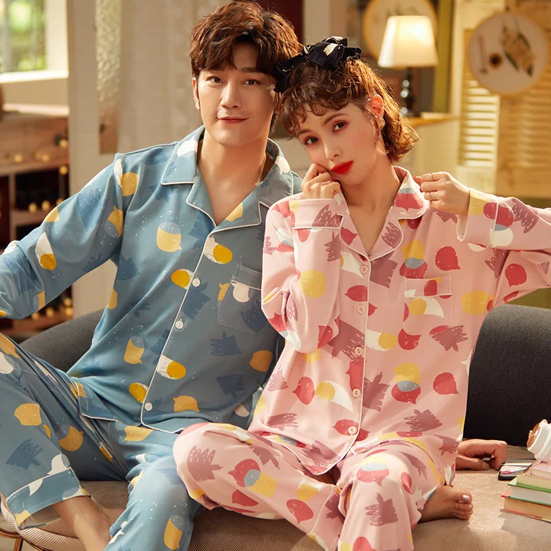 

Men Pillamas De Mujer Pijamas De Parejas Pyjamas Long Sleeves And Pants Cheap Matching Couples Pajamas Women'S Sleepwear Cotton