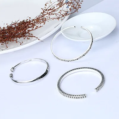 

New Fashion Classic Carving Retro Thai Silver Open Bracelet For Women