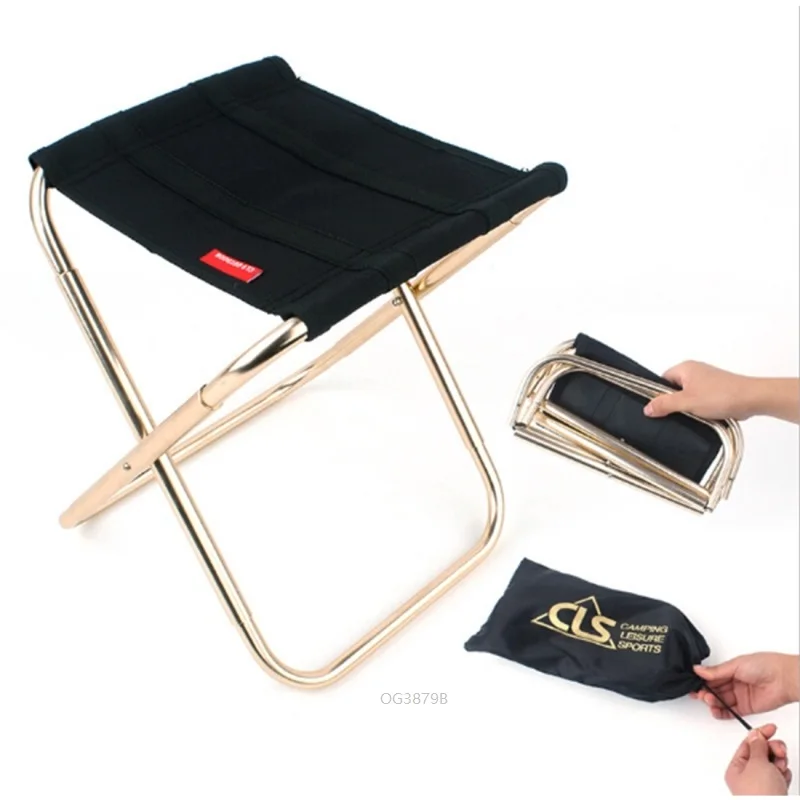 

New Arrival CLS Outdoor Portable Aluminum Alloy Fishing Barbecue Folding Stool, Size: 24.8*22.5*27cm, Black