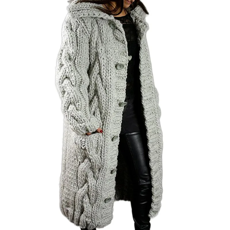 

New winter plus size Women thick Cardigan sweater lady Twist Braided Long turn-down Cardigan Sweater women