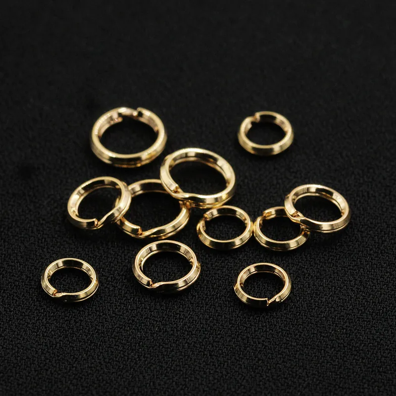 Real Gold Filled Double Layer Key Ring Anti Tarnish Processed Jewelry Connect Split Ring Clasp
