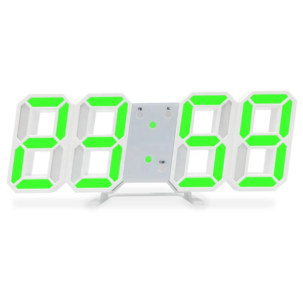

Wholesale Digital 3D LED Luminous Wall Clock with Voice Control,Dimmer,3 Group Alarms,Temperature,Date