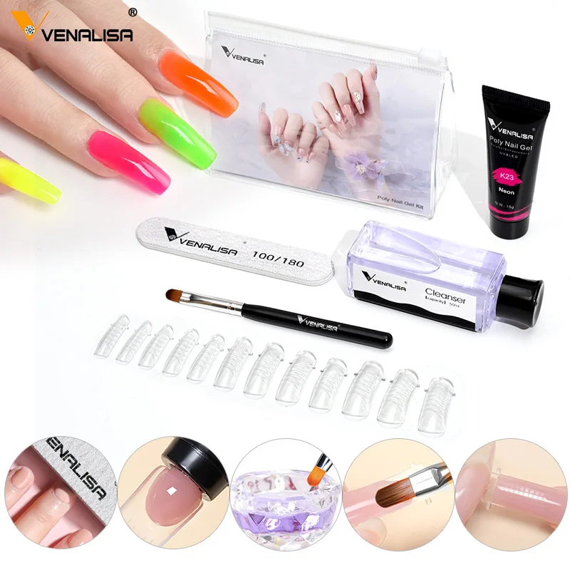 

91501k Acrylic gel nail art Extension UV Gel For Manicure tools Crystal Soak-off Quick poly nail gel kit