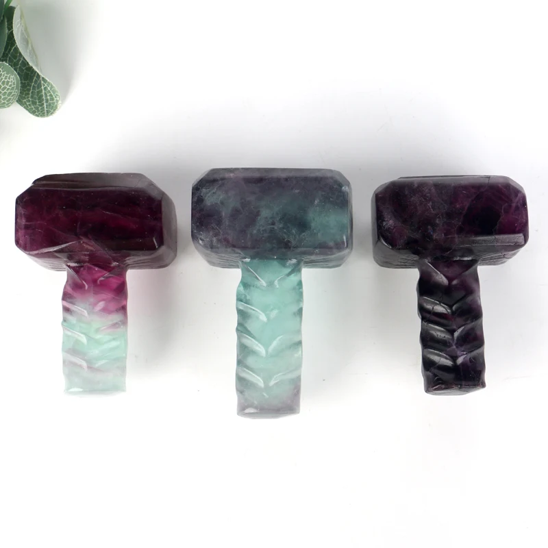 

Hot selling high-quality Crystal Fluorite Thor's Hammer Avengers Thor Hammer made of Stone