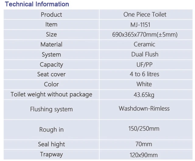 Cheap Price Ceramic Sanitary Ware Products White Wash down One Piece Toilet MJ-1151