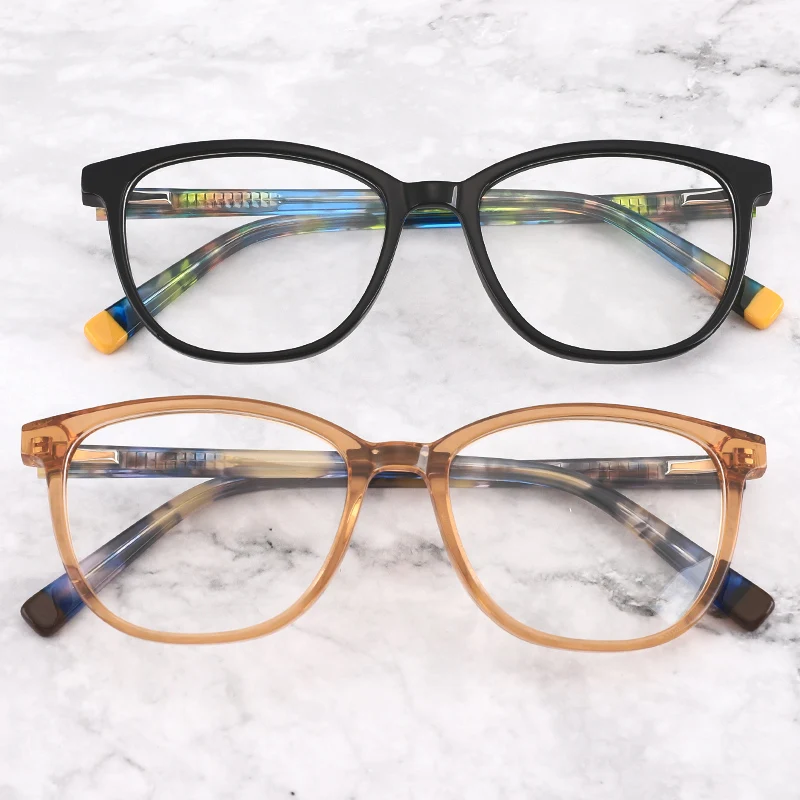 

YC Ready stock vogue design acetate eyewear retro optical frames luxury eye glasses frames for womens mens