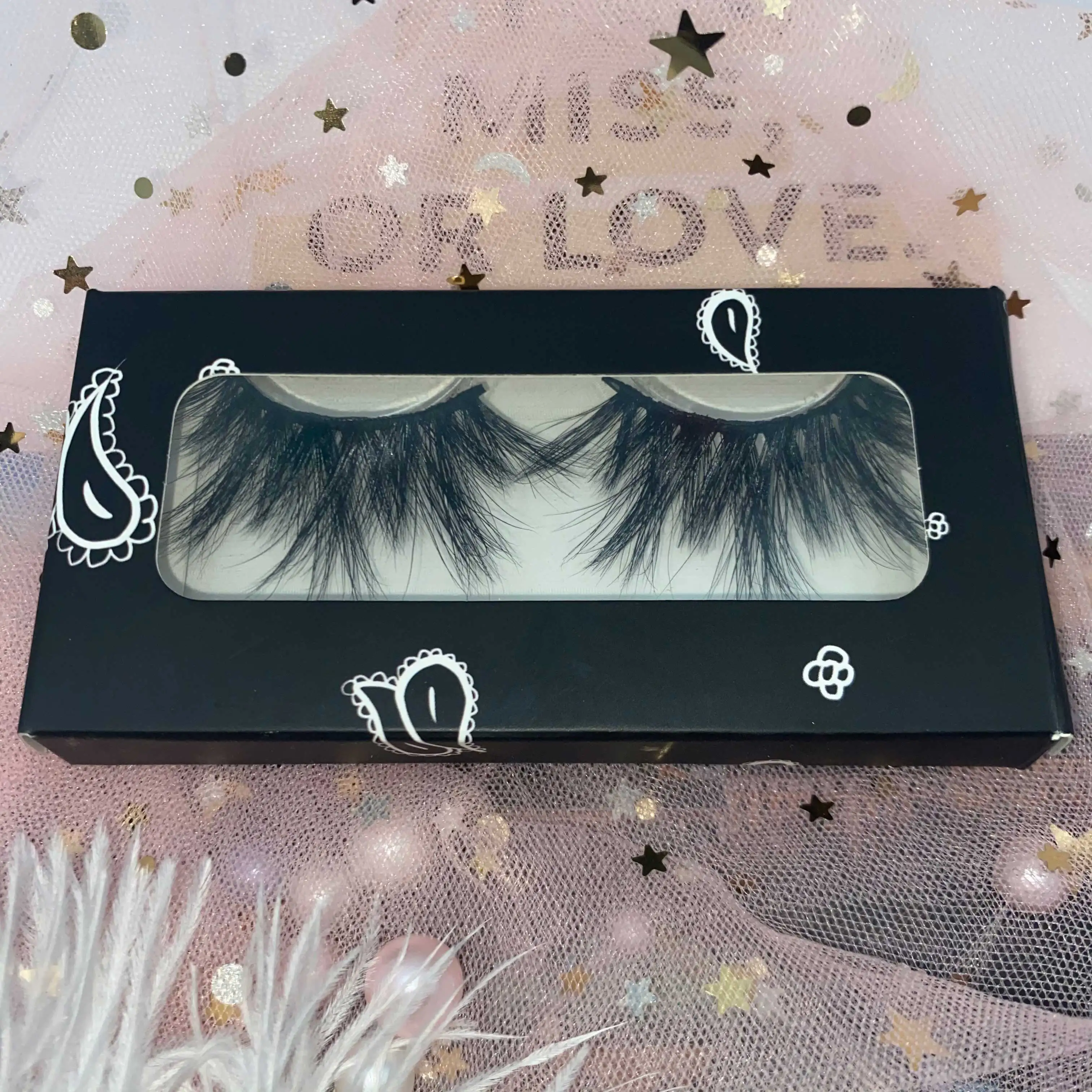 

eyelash box wholesale black paper package eyelash vendor customized boxes