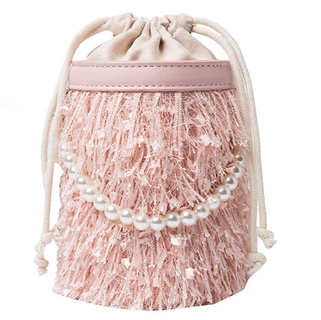 

2021 Hot Sale European and American Fashion Women's bag Beach Bag Bucket Shoulder Bags, Black, white, pink