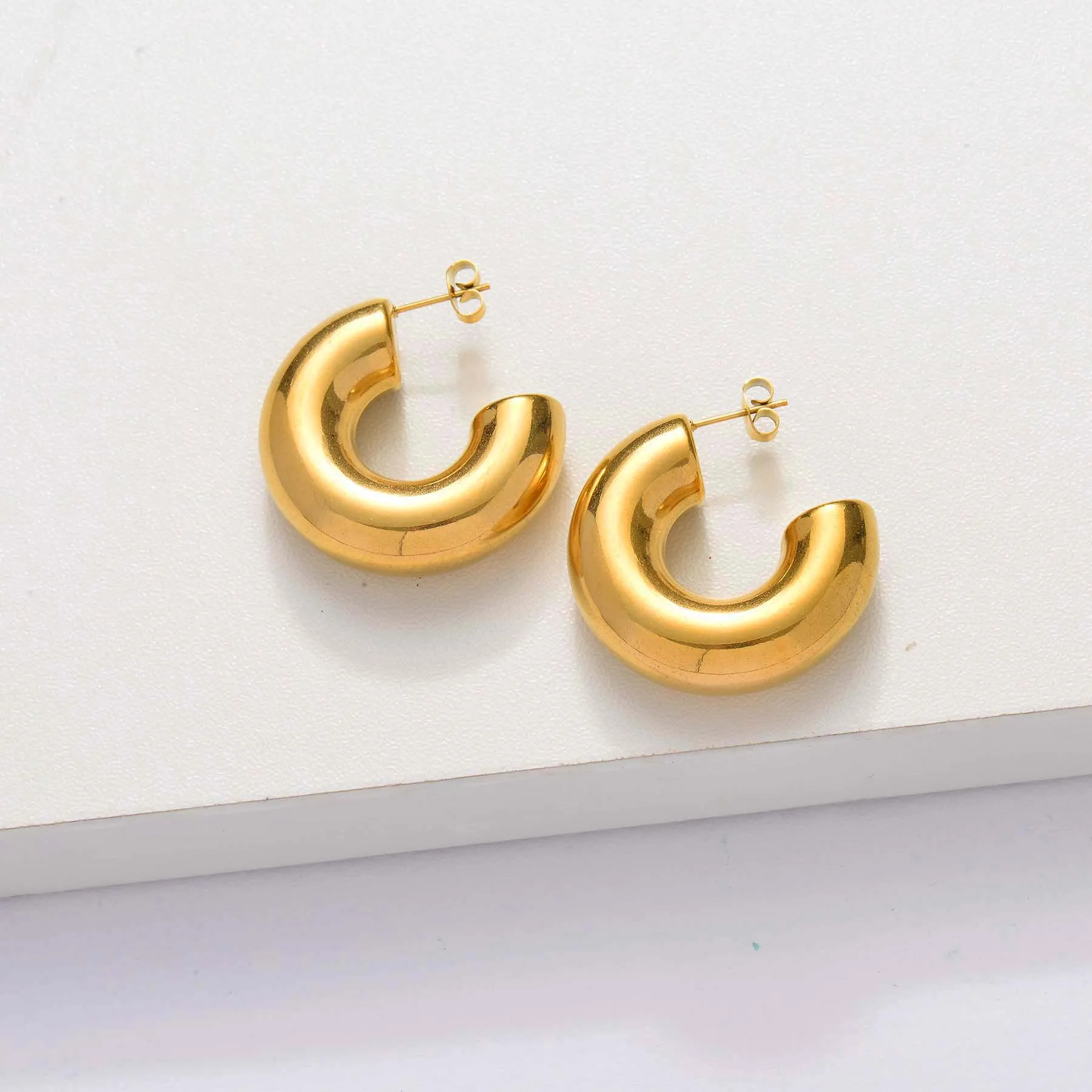 

Big Tube Chunky 316L hoop earrings 18k gold plated stainless steel hoop earrings