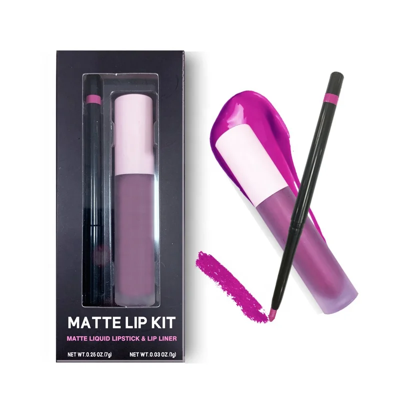 

Shenzhen Factory professional 2021 private label logo matte pencil lip gloss lipstick and lip liner set, 100 colors