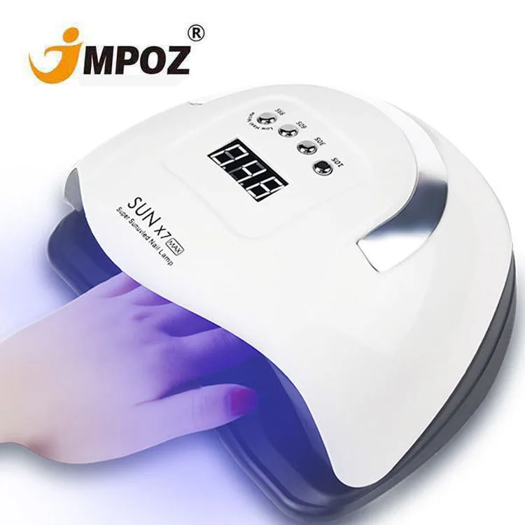 

New High Power 180W SUN X7 MAX LED Manicure nail Lamp 180w Dryer For Curing UV Gel Varnish Tool With Sensor LCD Display Screen, White