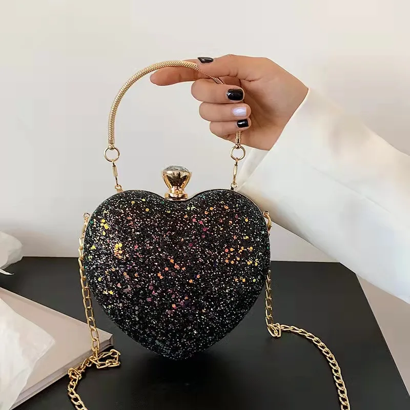 

Girls Evening Bag Luxury Ladies Valentine Bridal Wedding Heart Shape Women Party Purse Dinner Banquet Clutch Bag