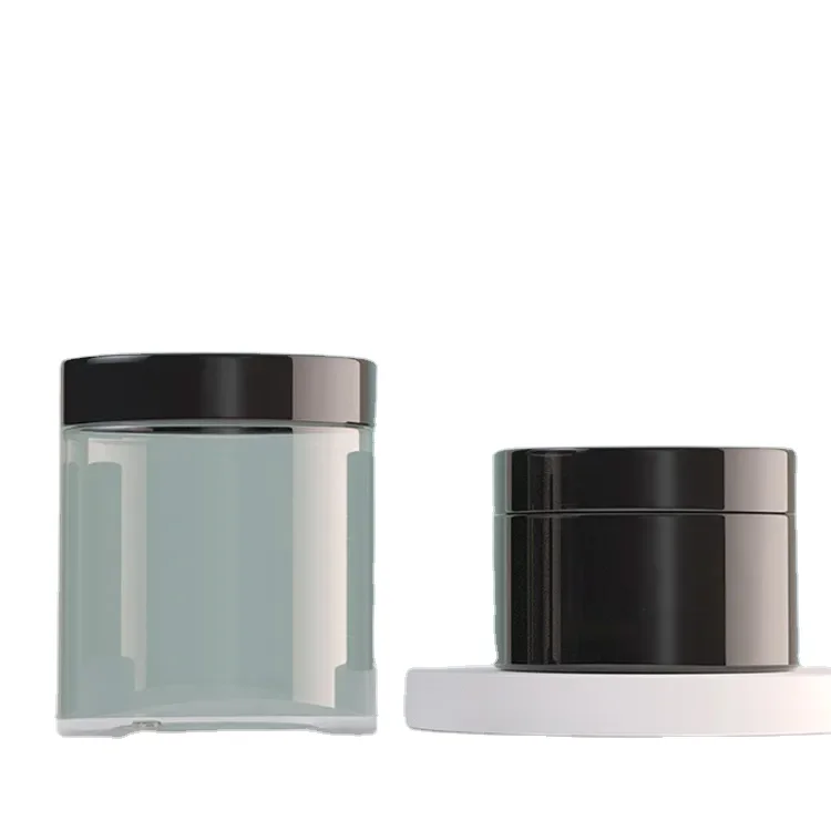 

30ml 50ml 100ml 120ml 200ml 250ml 500ml cosmetic packaging clear amber black pet plastic cream jar with plastic lid