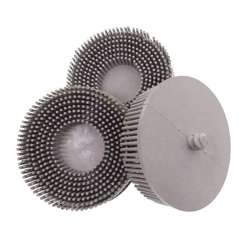 3Inch Grey 120 Grit Roll Lock Emery Rubber Brush Polishing Cleaning Brushes Abrasive Bristle Disc for Burr Rust Paint Removing