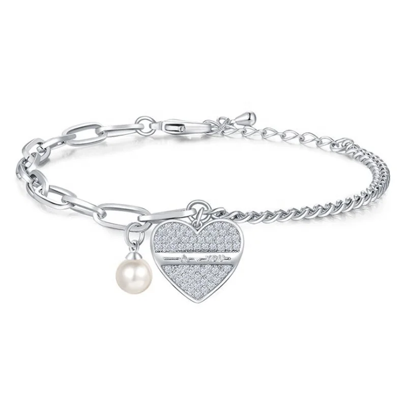 Heart shape Pearl Bracelet wit