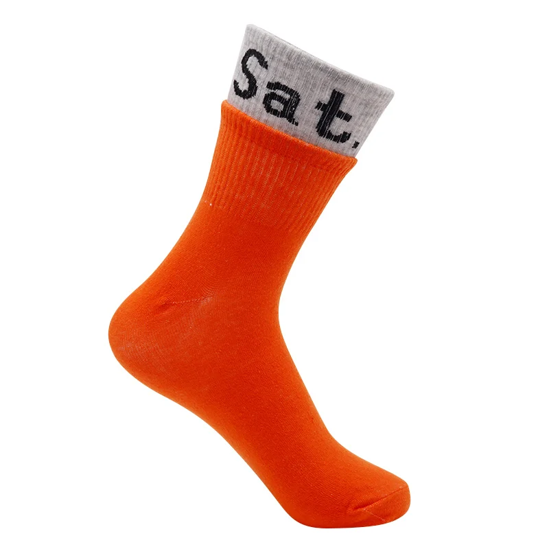 

Coolstring Company Accessories Wholesale Custom High Quality Two Colo Printed Letter Cotton Fashion Men Sport Week Socks, Customized