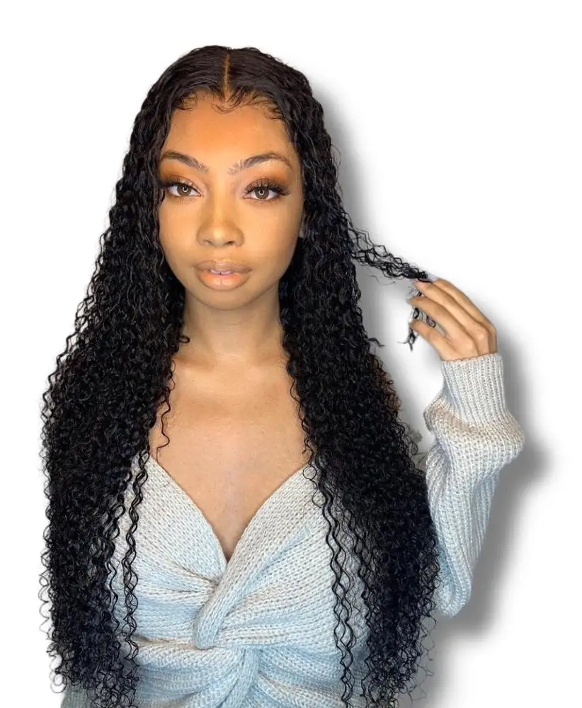 

Curly Middle Part Lace Front Wigs With Baby Hair, Pre-Plucked Human Hair Wigs for Black Women