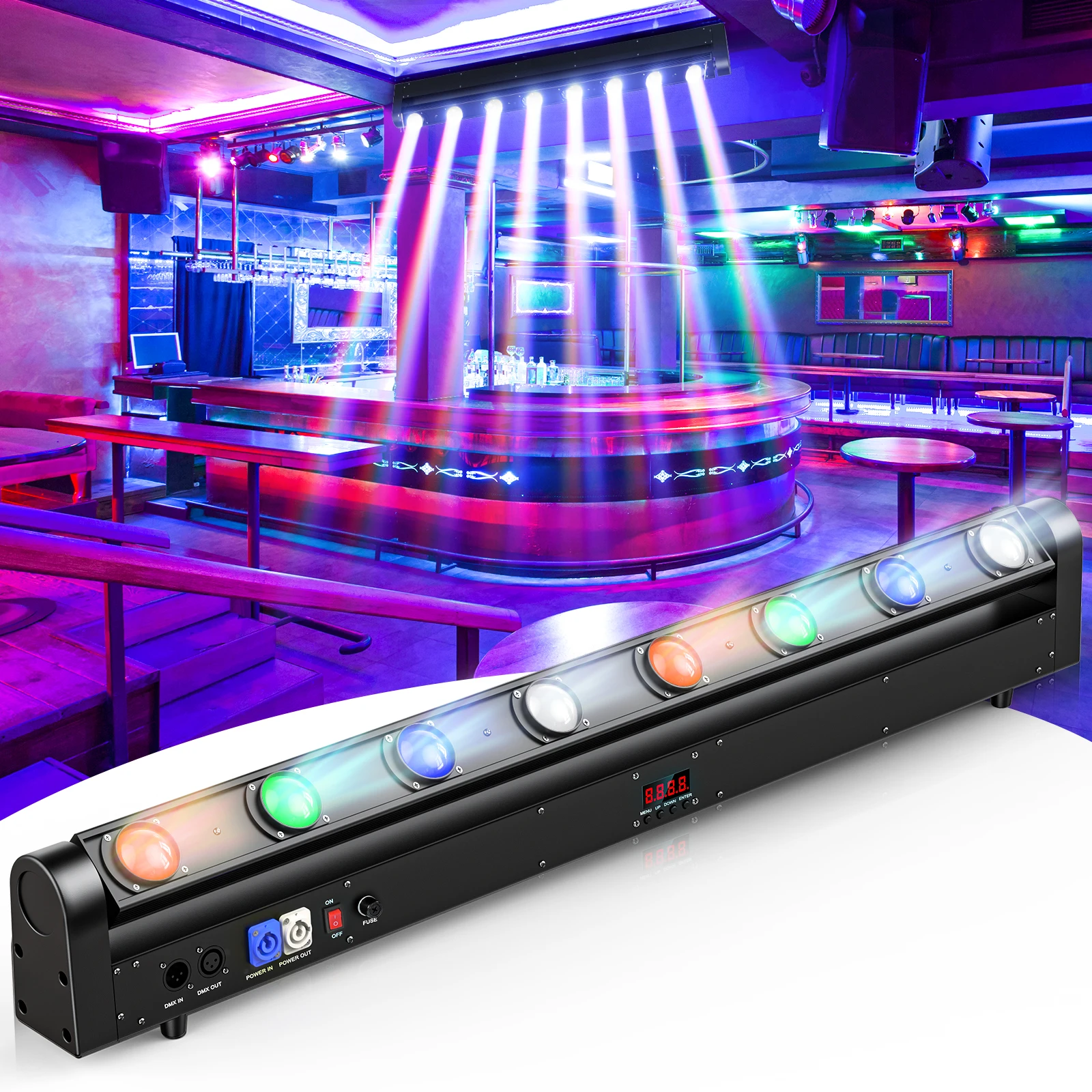 

U`King 120W 8 Eyes Rgbw Beam Moving Head Led Stage Lighting For Dj Disco Party Night Club Bar Lights