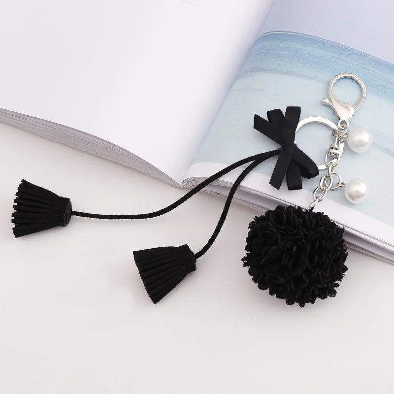 

Factory new arrival ball flower keychain pom pom colorful accessories keychainwholesale custom zinc alloy personalized keychain