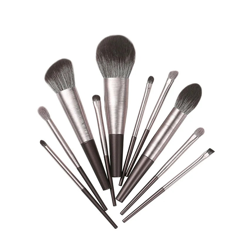 

Makeup Brush Set 10 sets of plastic handle makeup brush blush, eye shadow brush, portable cosmetic tool., As picture