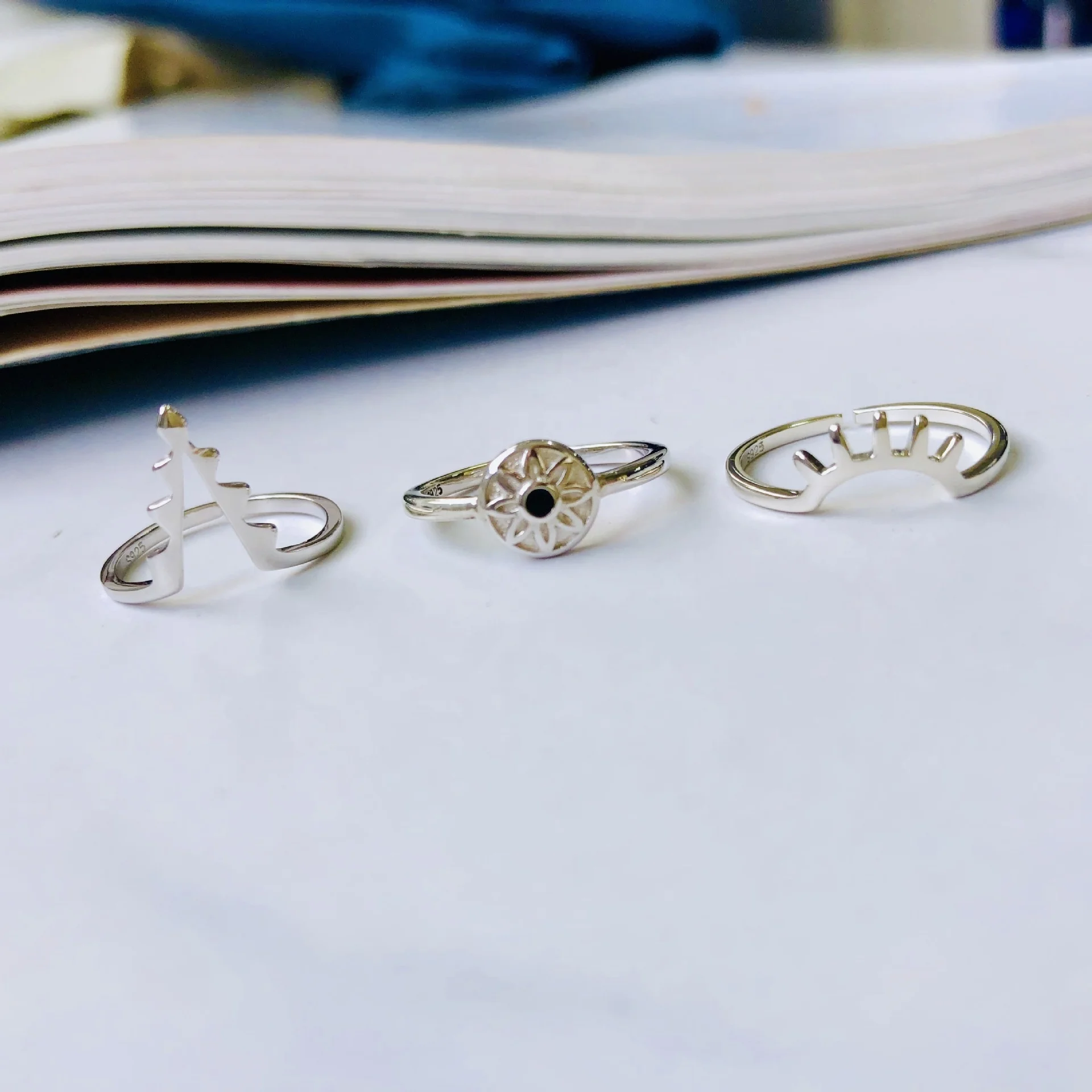 

100% 925 sterling silver eye finger rings for women accessories bague femme, vintage letter ring anelli donna jewelry