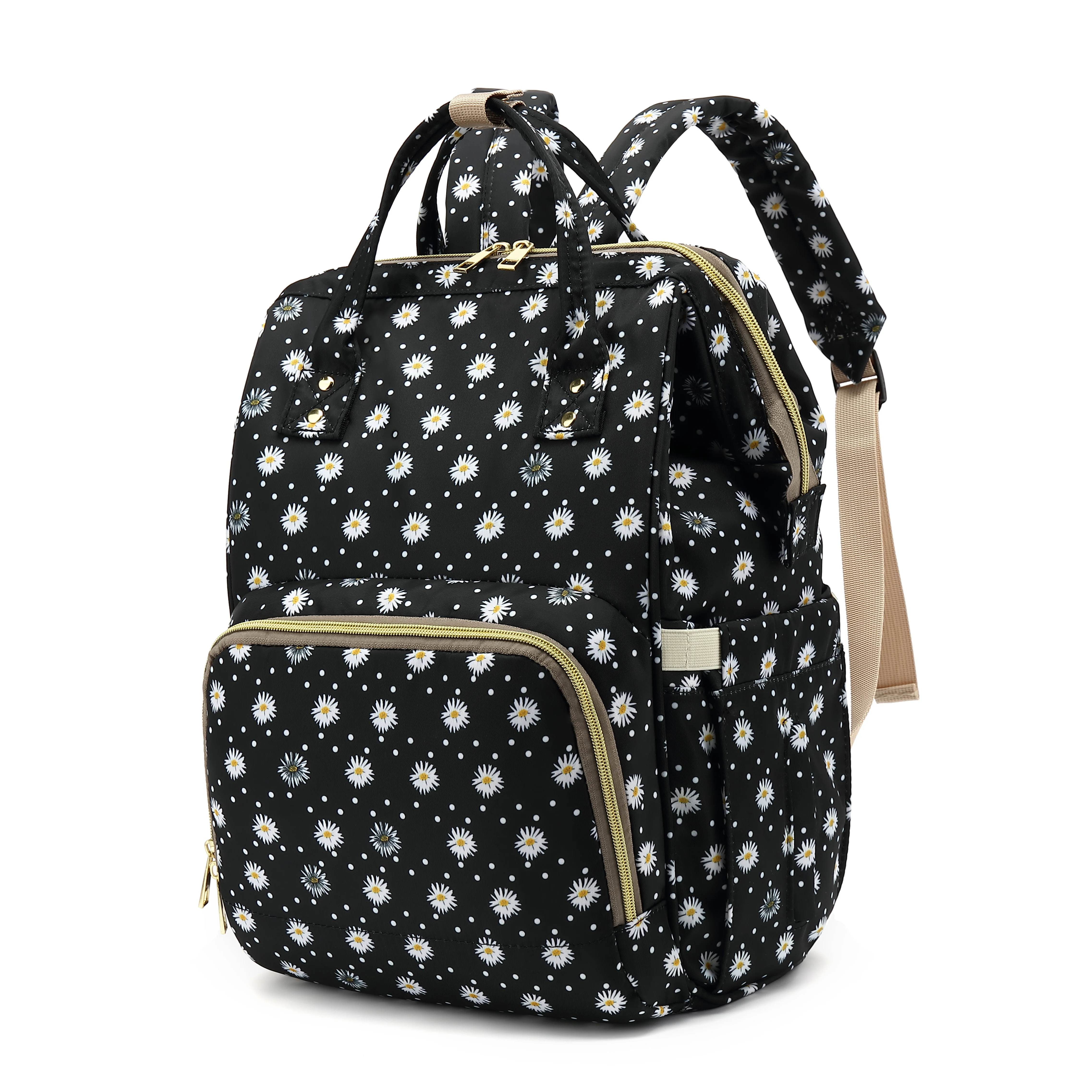 

Amazon Selling Leopard Daisy Cactus Printing Diaper Bag Large Capacity Waterproof Nursing Backpacks Nappy Bags for Mom