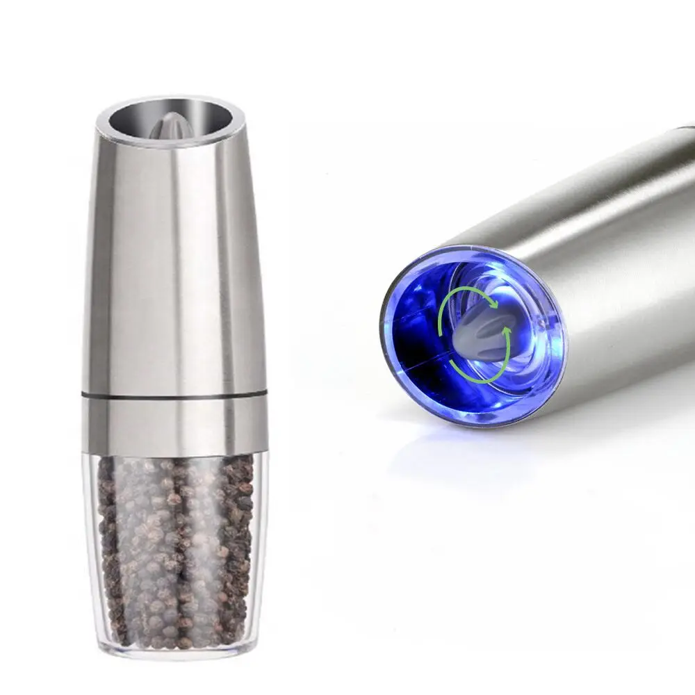 

Gravity Battery Operated Electric Stainless Steel Pepper Mill Gift Automatic Salt And Pepper Grinder Kitchen Set