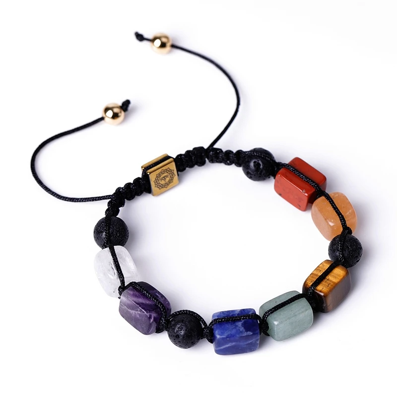 

Fashionable Unique Square Shape Genuine Real Natural Tiger Eyes Aventurine Quartz Beads Women Men Adjustable Wrap Bracelet, As picture
