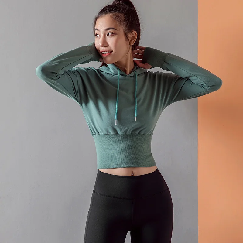 

China Supplier Sports Clothing 85% Nylon 15% Spandex Fitness Yoga Shirts Gym Workout Long Sleeve Yoga Crop Tops, Customized color