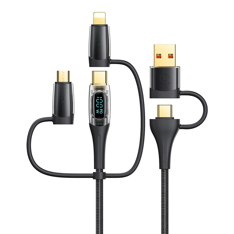 

USAMS SJ616 multifunctional 6 in 1 charging cable nylon braided usb cable type c to type c 100w cable fast charging