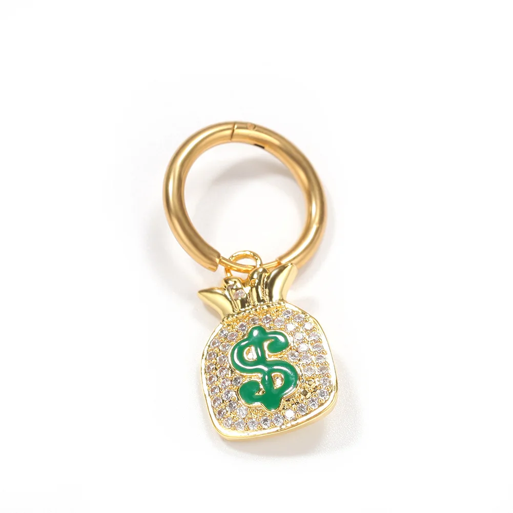 

Hip-hop Zircon earrings trendy INS web celebrity personality go - around earrings