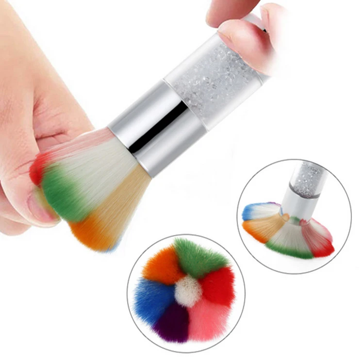 

Wholesale Popular Colorful Acrylic&UV Nail Gel Powder Nail Art Dust Remover Nail Brush, As shown