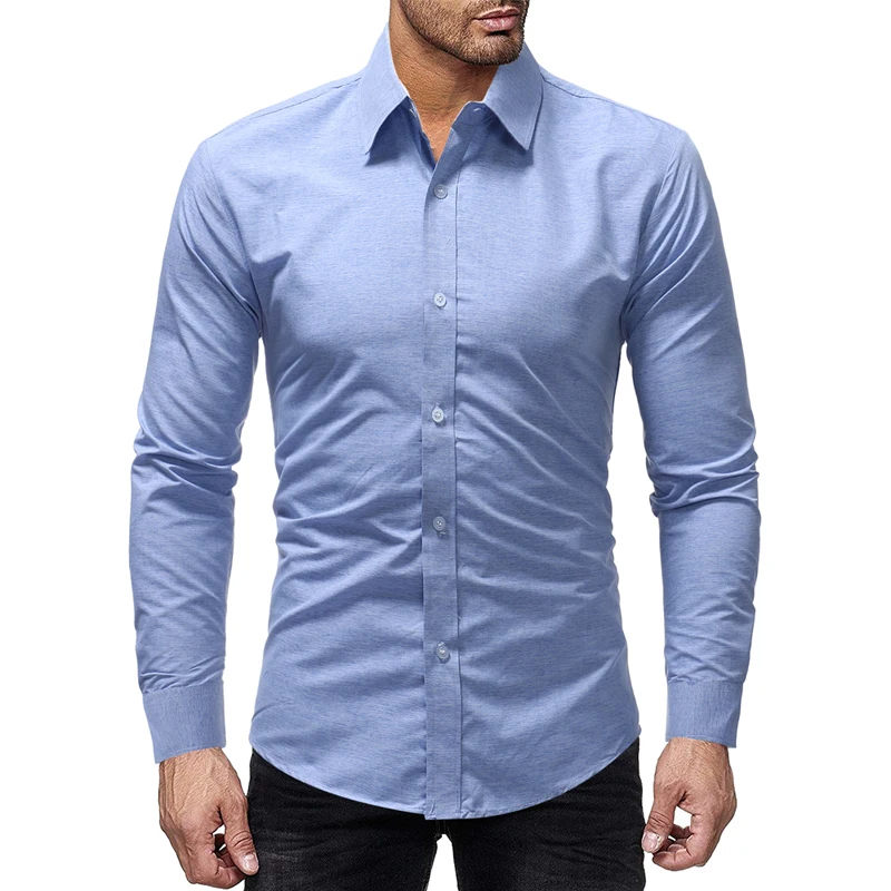 

Hot Sale 2020 Long Sleeve Slim Fit Mens Formal Shirts for Mens in Plus Size, As pics