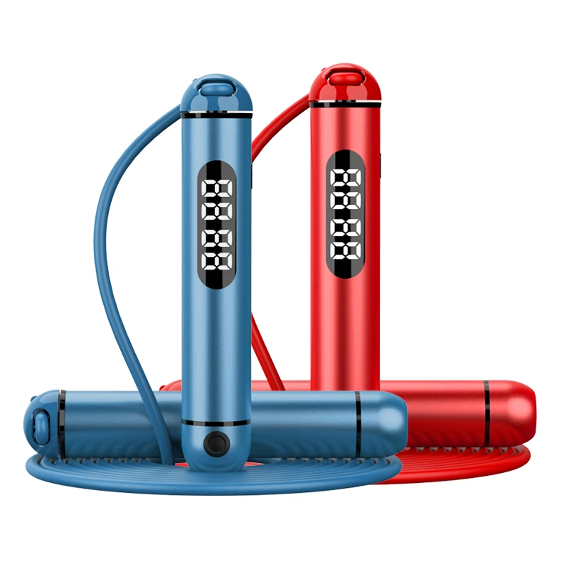 

Metal Handles Fast Speed Jump Rope Led display Glowing smart Skipping Rope
