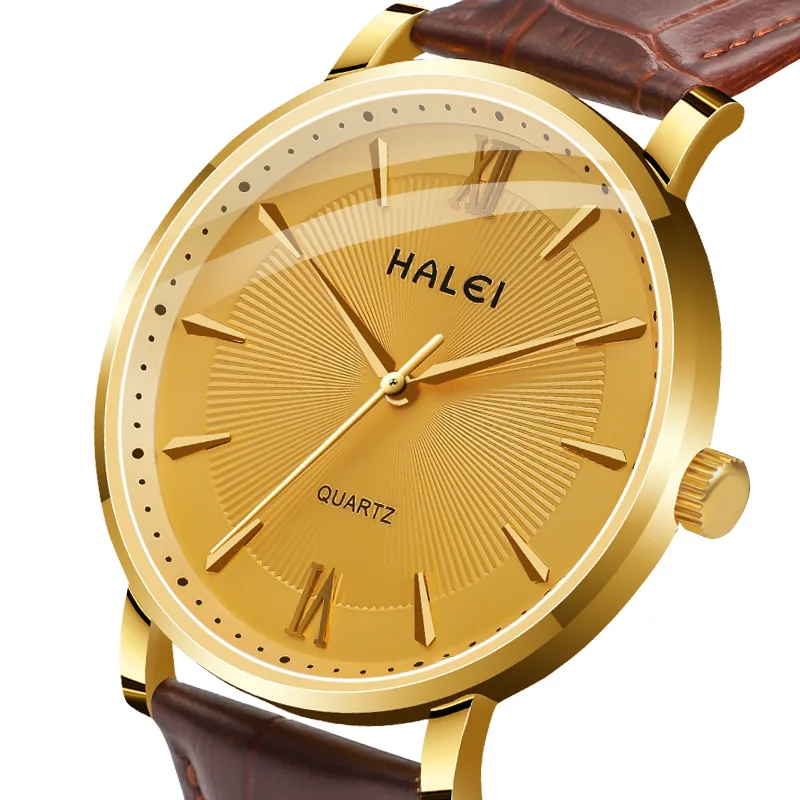 

546ML Dropshipping HALEI brand watch roman numeral scale luxury ladies wrist watch genuine leather women quartz watches, 6 colors