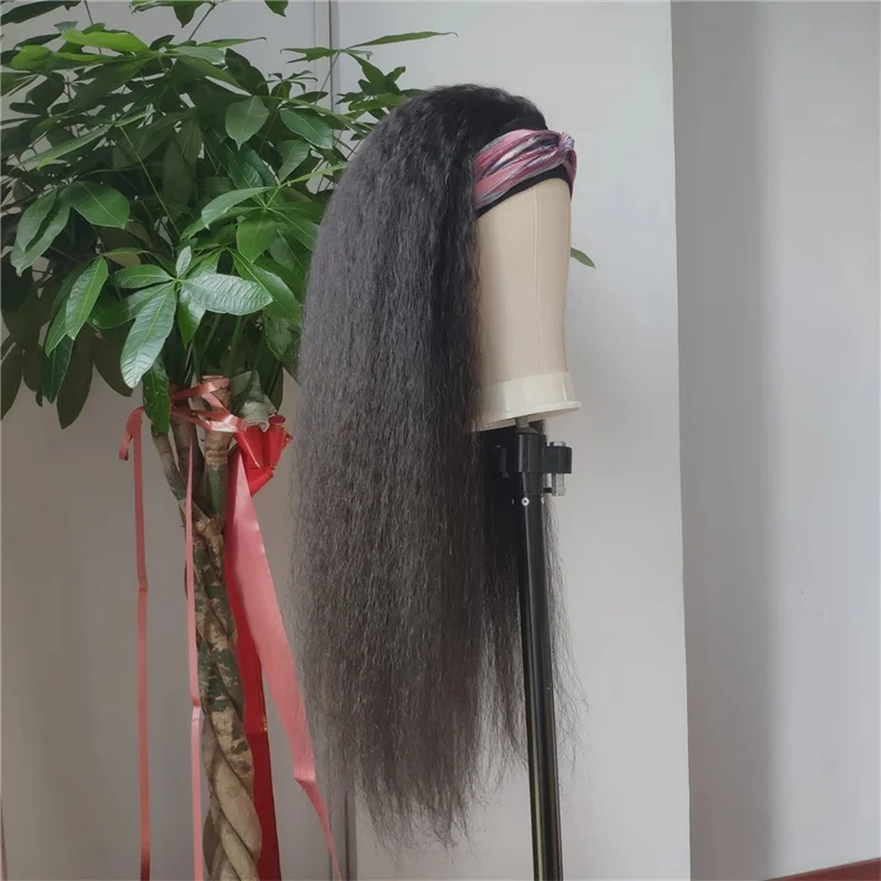 

Free shipping yaki straight headbands wigs , indian hair unprocessed virgin cuticle aligned headband wig kinky straight