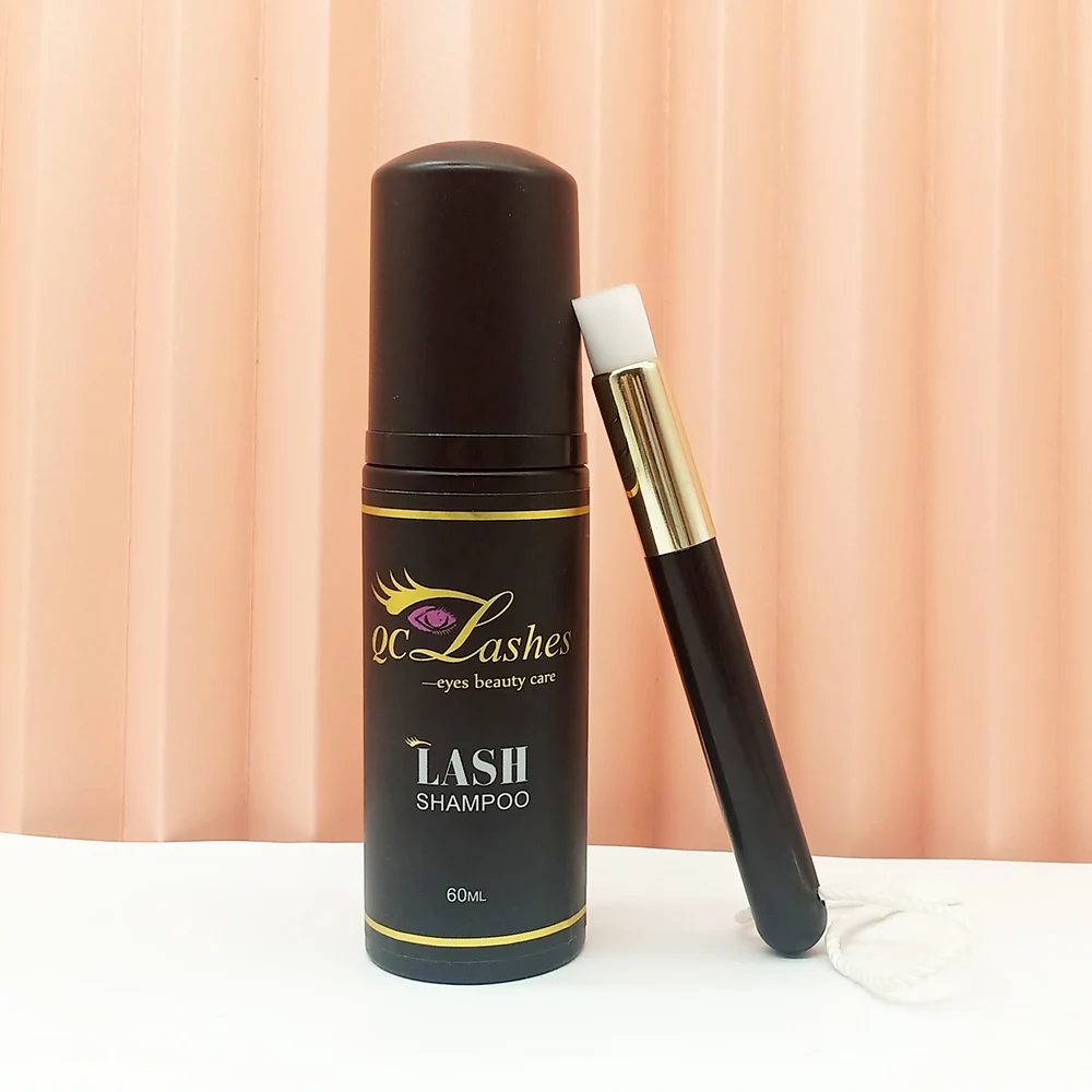 

Custom Private Label 30ml,50ml,60ml eyelash cleanser wash foam lash shampoo kit with brush, Clear