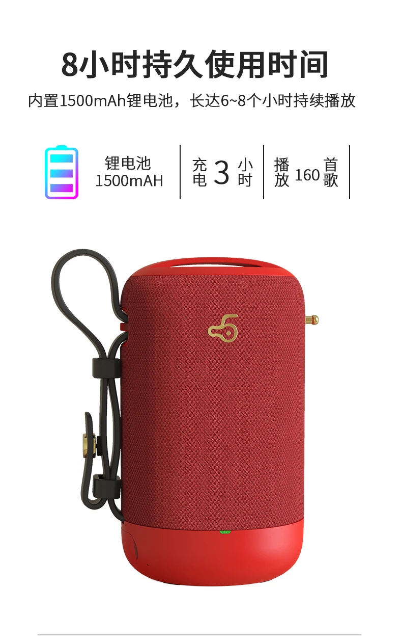 Outdoor waterproof speaker BT5.0 series 1+1/U disk /TF card/audio output/leather cord portable/hands-free communication - ANKUX.COM
