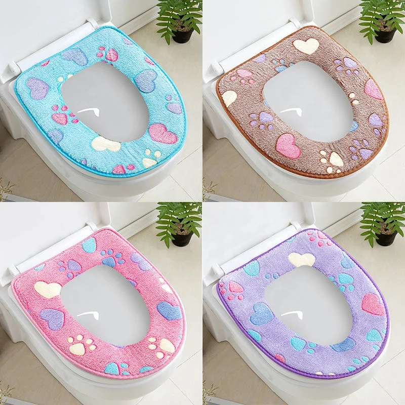 

2021 universal zipper plush toilet cover set high quality toilet seat cushion
