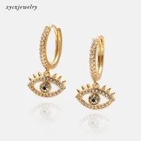 

2020 New Arrival Micro Zirconia Pave Eyes Type CZ Brass Gold Plated Hoop Earrings