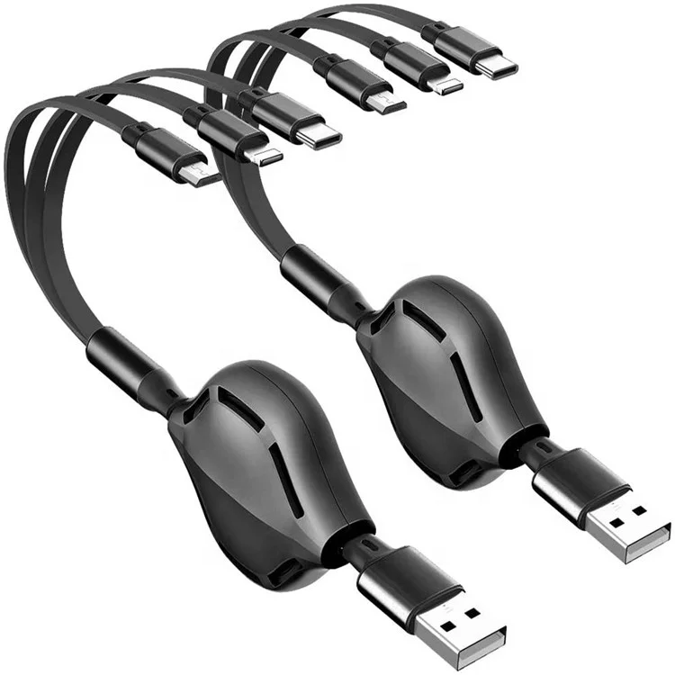 

3 in 1 Multi USB Charger Cable Retractable Charging Cord Adapter with Phone Type C Micro Port Connectors Power Three Cell Phone