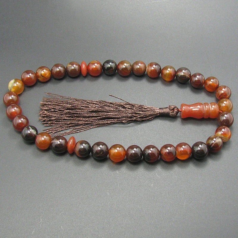 

Rosary bead bracelet Natural Stones 33 particle Amber color Bead with Tassels Decor Prayer Beads