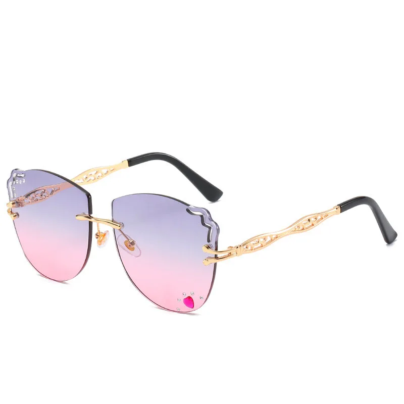 

YTSKD LH-S039 wholesale rimless custom heart shaped glasses sunglasses designers china alloy sunglasses retro women 2021, 7colors